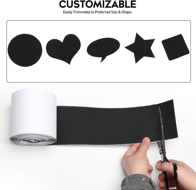 MAXECHO 4.4 Inches x 18 Feet Strong Sticky Back Heavy Duty Hook and Loop Tape with Adhesive, Non-Slip Couch Cushion Grip Accessories, Double Sided Strip Roll to Prevent Sliding, Black - Image 5